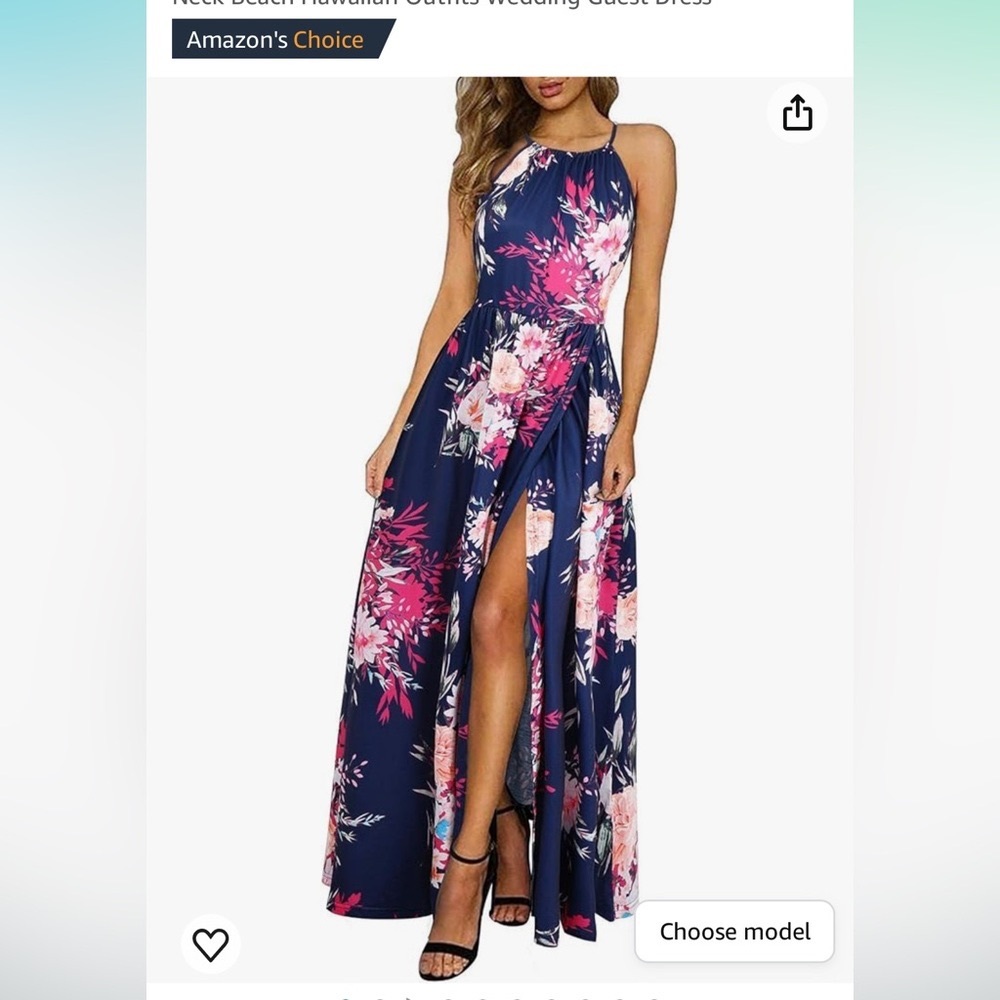 NEW KILIG Women’s Maxi  stretchy Dress Casual Floral Halter Neck. Size XL.